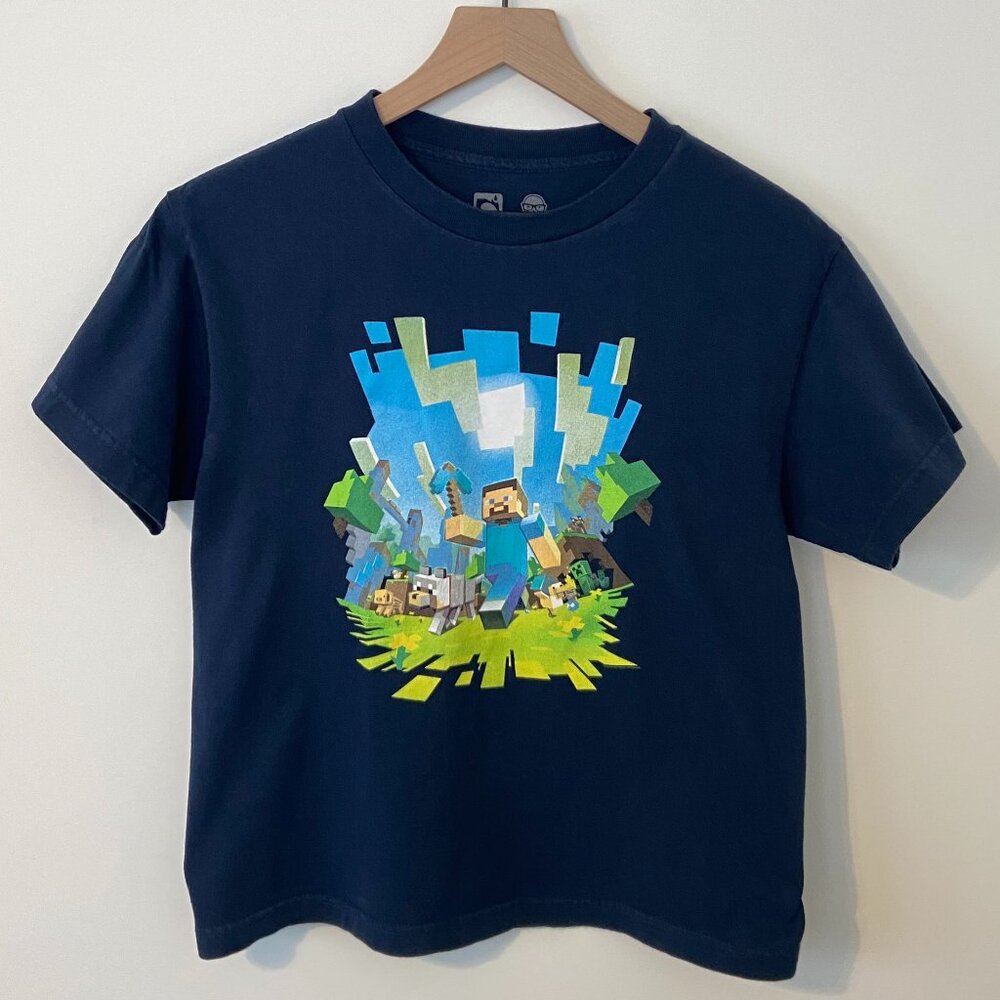 MINECRAFT Youth (L) Navy Blue Official Product T-Shirt
